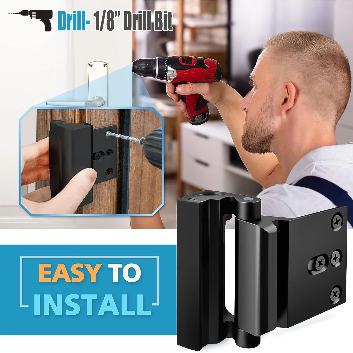 Home Security Door Reinforcement Lock - For Childproof Door Reinforcement Lock with