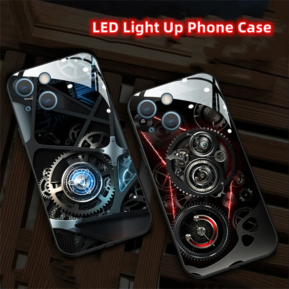 

Cool Construction Machinery LED Colorful Light Up Phone Case Calling Flash For iPhone 15 14 13 12 11 Pro Max XR XS Plus SE2020