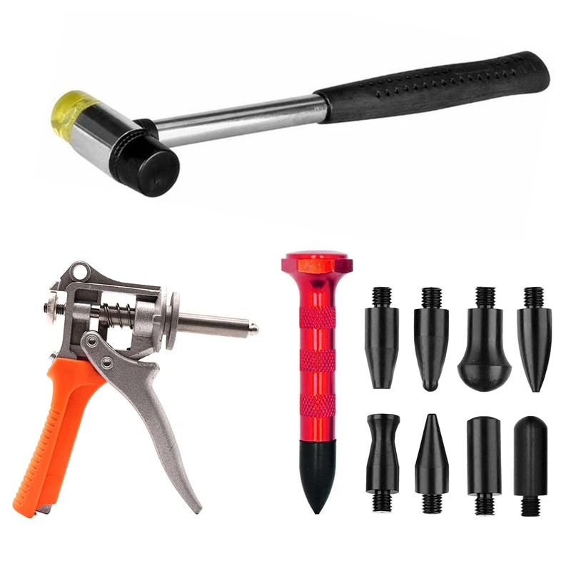 Car Paintless Dent Repair Tool Kits Flat Hole Pliers Caliper Dent Ding Hammer Tap Down Pen With 9 Heads Trimming Tools