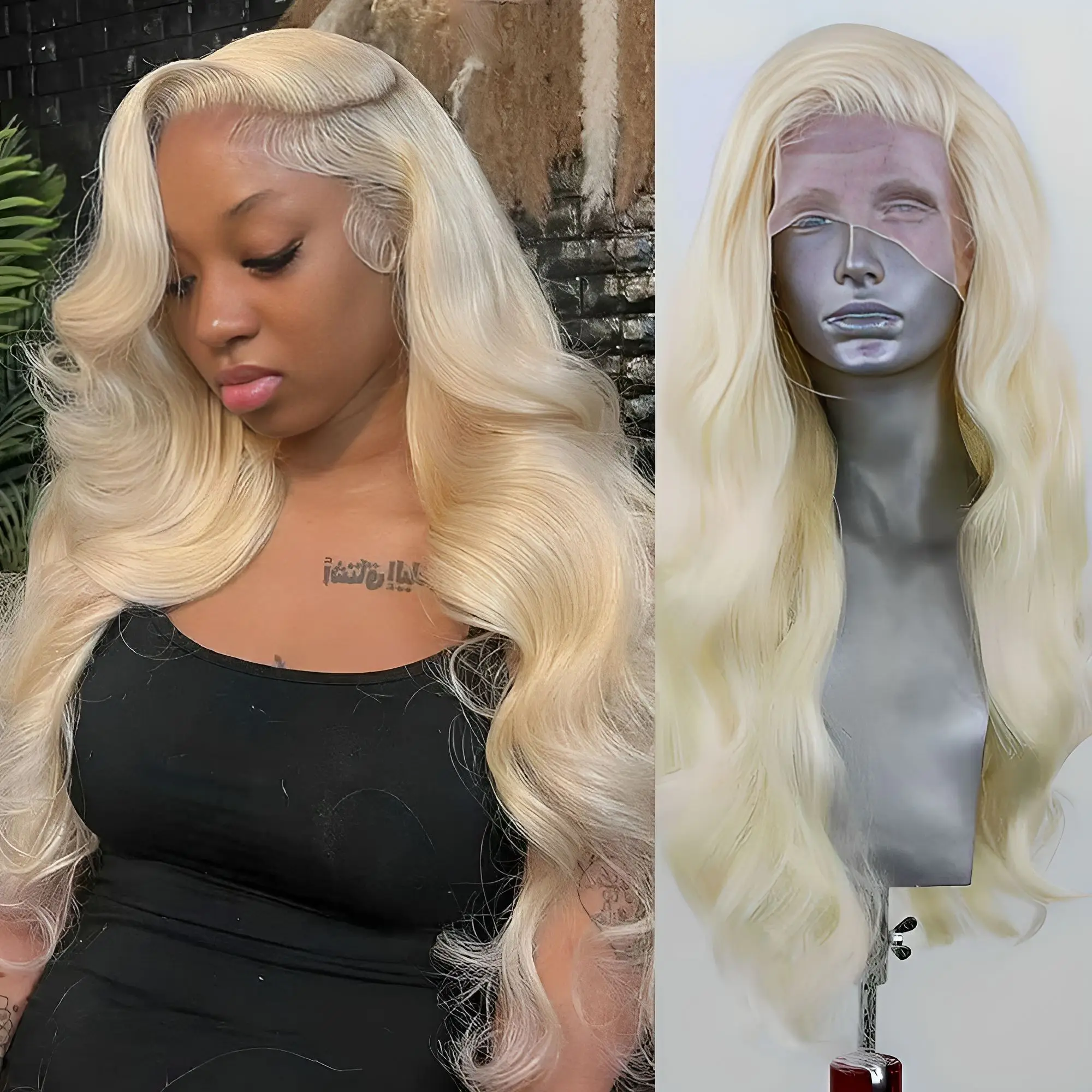 UNIQUEWIG Body Wave 13X4 Lace Front Wigs High Density Colored Synthetic 613 Blonde Lace Front Wigs For Black Women Daily Wear