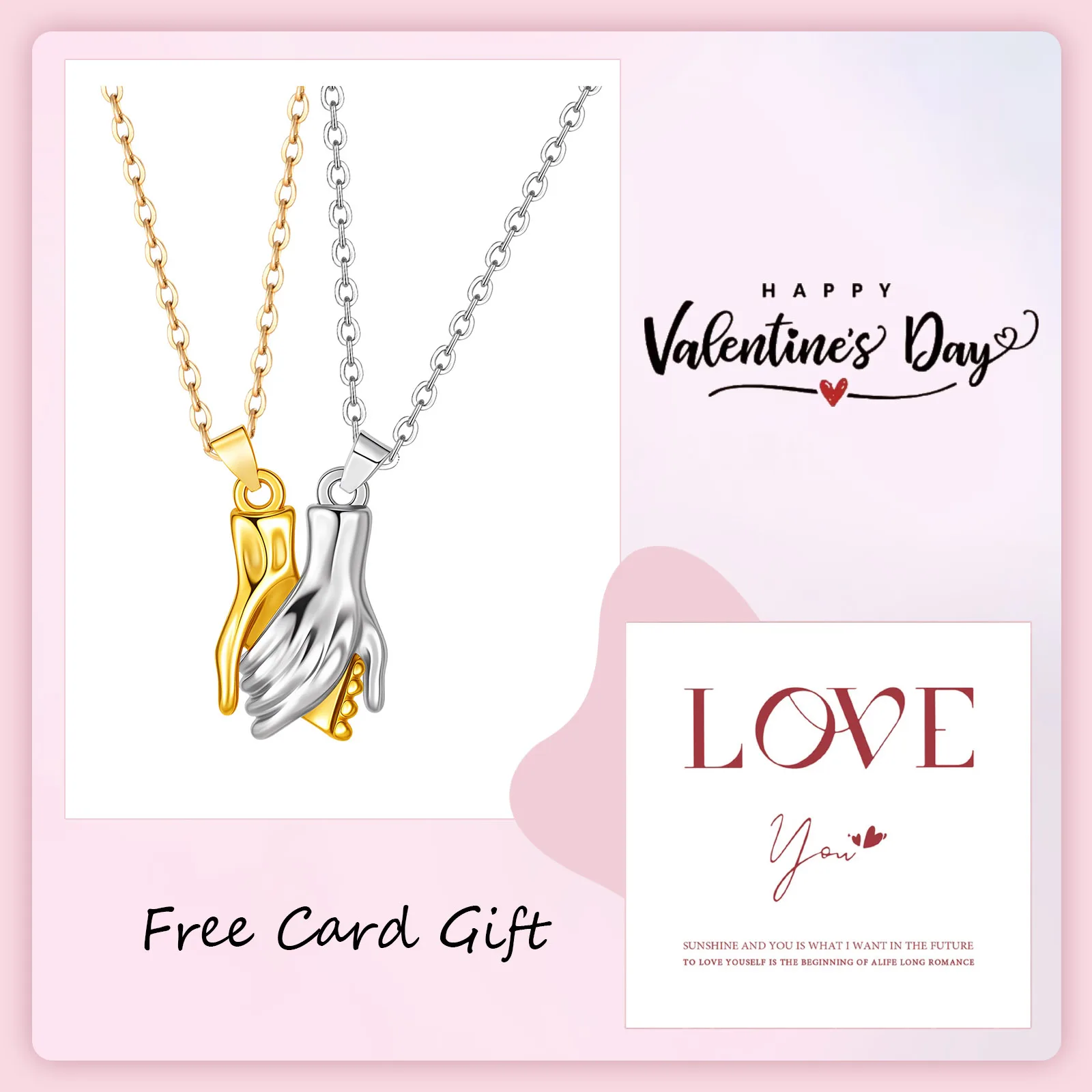 Unique Set Magnetic Attraction Necklace for Couple Hand Pendant Necklace for Women Men Valentine's Day Gift