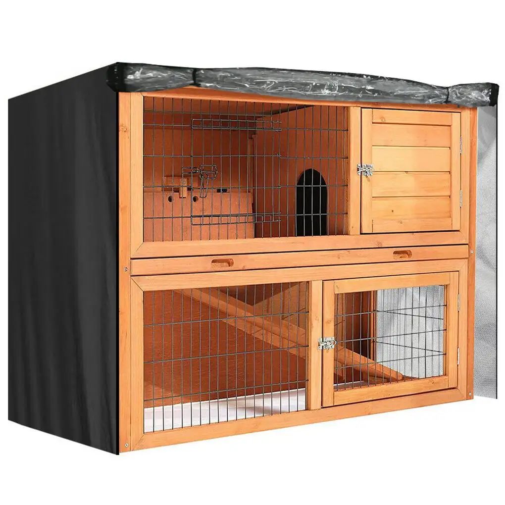 4FT Rabbit Hutch Cover Double Layer Pet Bunny Cage Waterproof Dustcover Lightweight Oxford Cloth Protective Sheath Without Cage