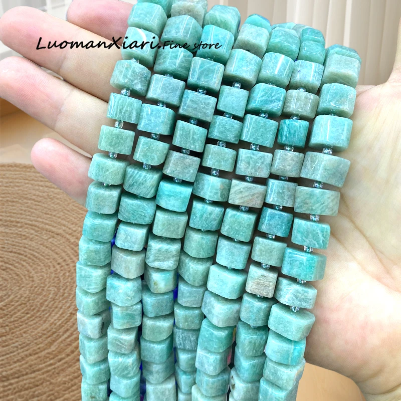 9-11mm Raw Ore Roughly Processed Amazonite Natural Stone Loose Spacer Beads for Jewelry Making Diy Bracelet Charms Accessories