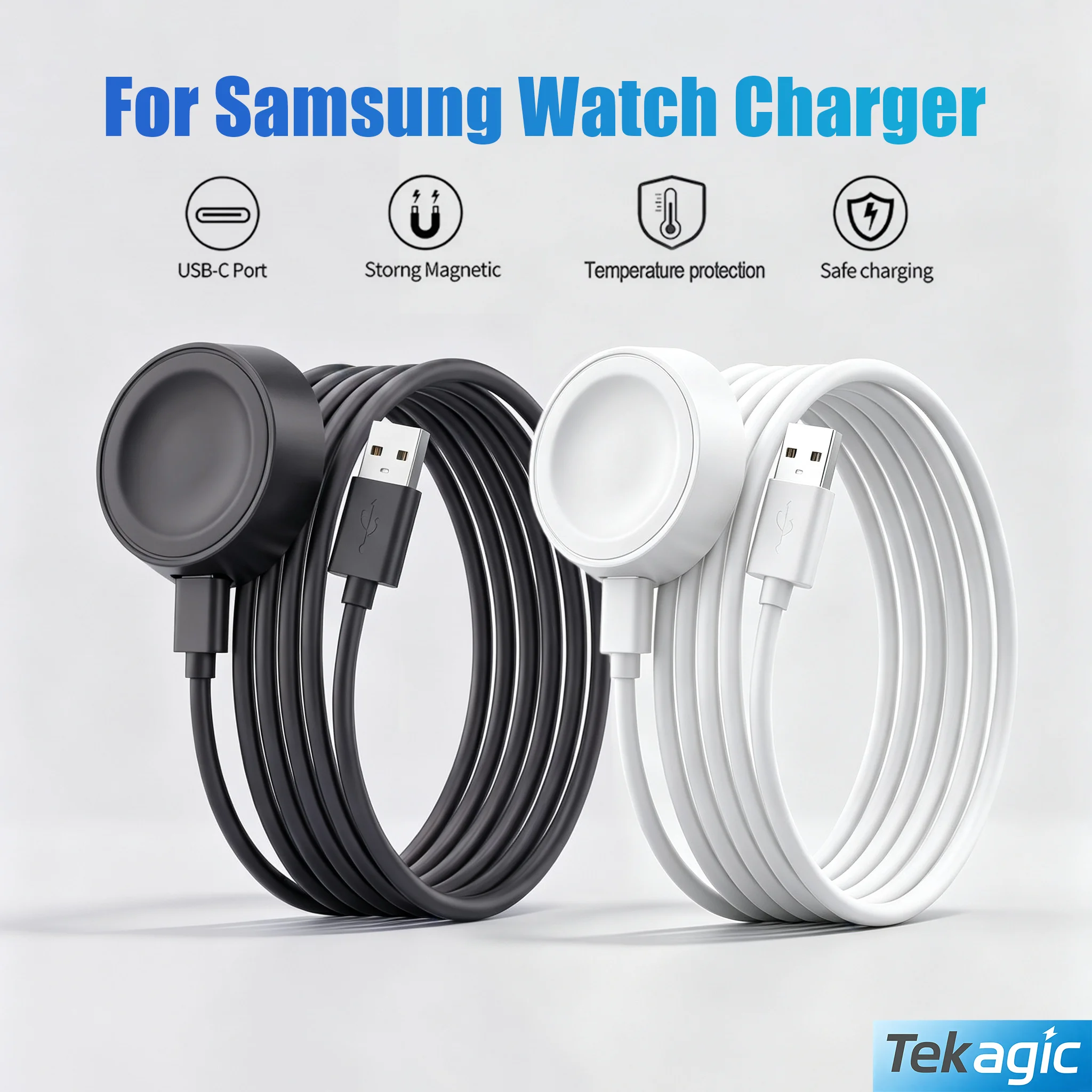 Magnetic Wireless USB A Fast Charger Type C Fast Charging Dock Station for Samsung Galaxy Watch 8 7 6 5 Pro 4 Ultra 3 Active 2 1