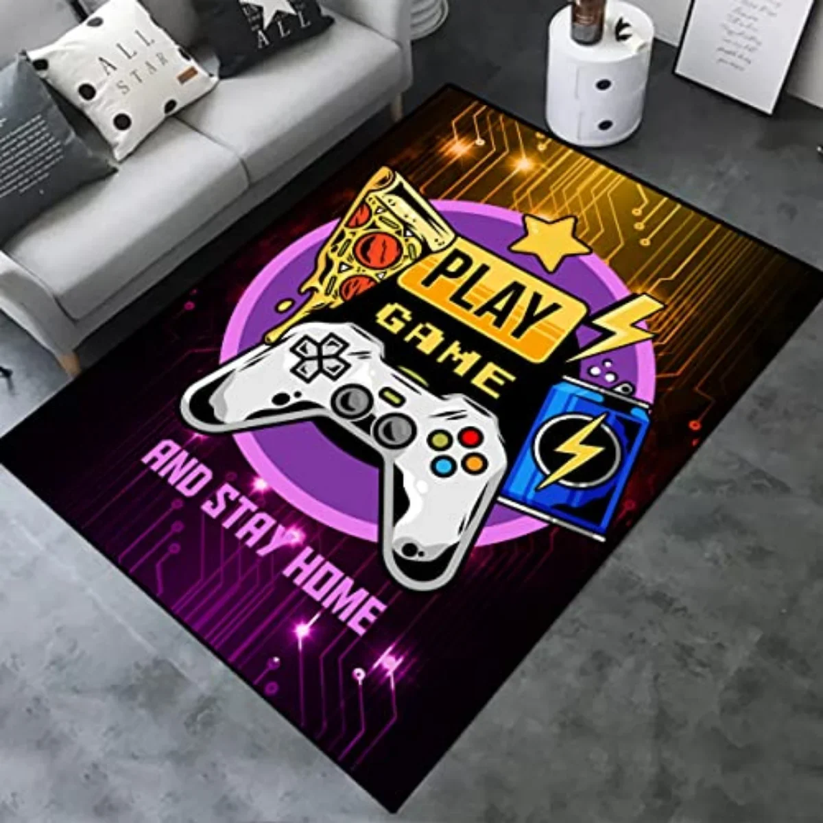 Home Area Gamer Rugs with Game Controller Design,Non Slip Floor Mats for Kids,Throw Carpet for Decor Living Bed Playrooms Tapis