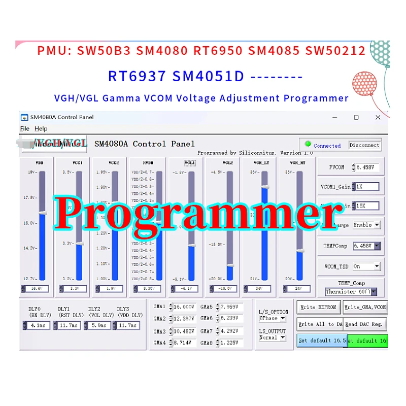 lg tcon vgh vgl vcom gamma voltage regulator programmer