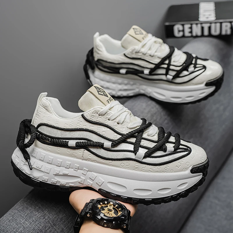 Men's Casual Sports Shoes, Fashionable Thick Soled Skateboarding Shoes, Trendy and Comfortable Men's Shoes Suitable for Outdoor