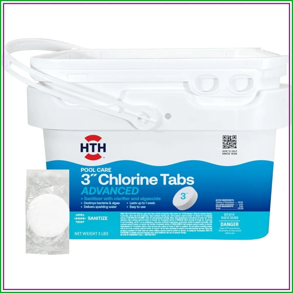 Pool Care 3" Chlorine Tabs Advanced, Individually Wrapped Tablets - Swimming Pool Sanitizer with Clarifier & Algaecide, 5 lbs