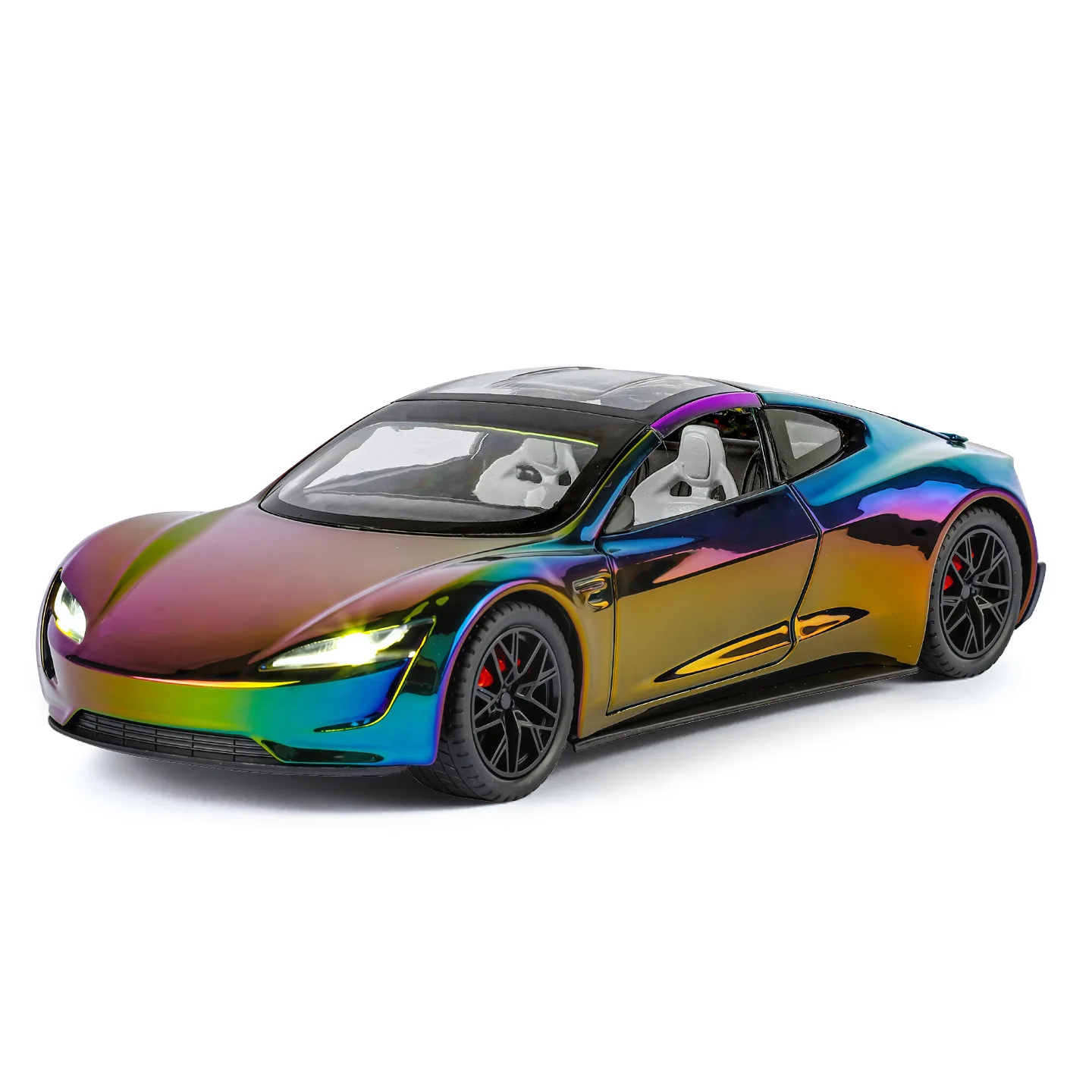 1:24 Roadster Alloy Diecast Sports Car Model Toy Simulation Sound and Light Vehicle Pull Back Toys For Children Gifts