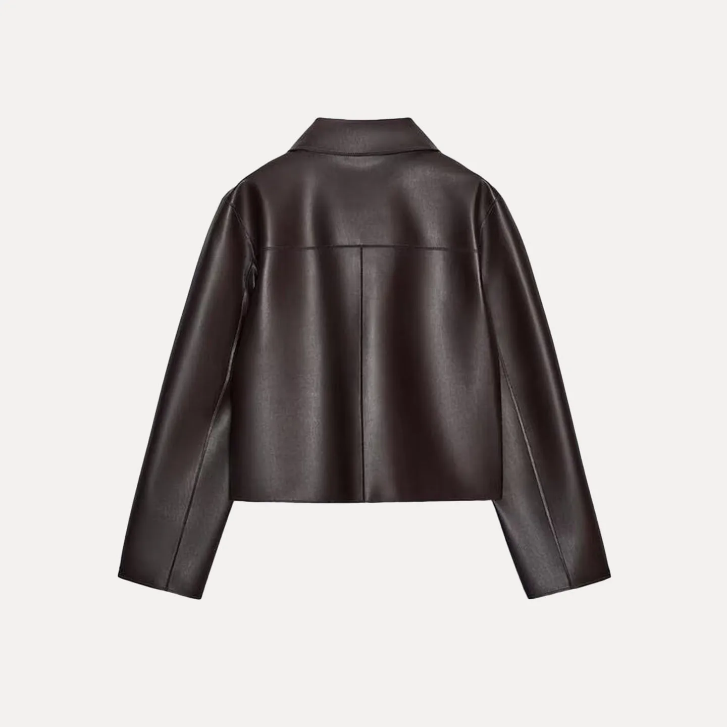 Faionable ort Leather Jaet المرأة Sle خريف 2025 حامل غير رسمي صالح طويل Sve زر إغلاق ملابس خارجية للسيدات