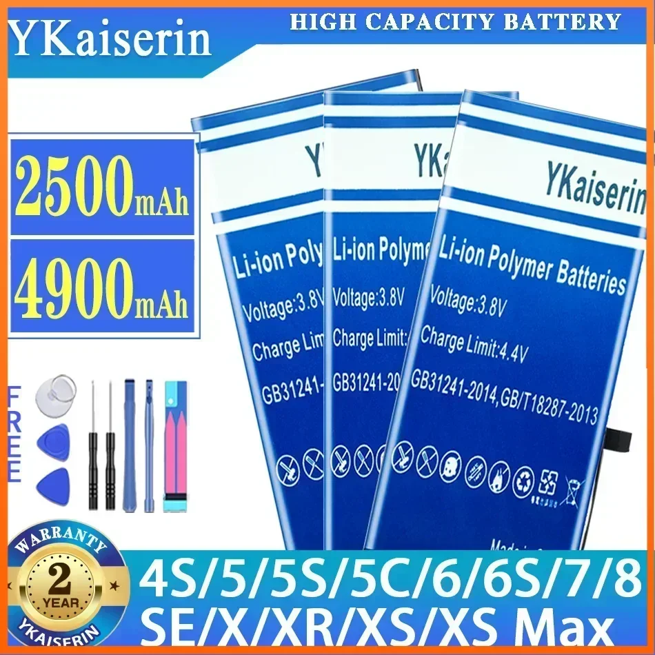 

YKaiserin Высококачественный аккумулятор для Apple IPhone 6 6S 7 8 SE X XR XS Max XSMax, новый аккумулятор + бесплатные инструменты