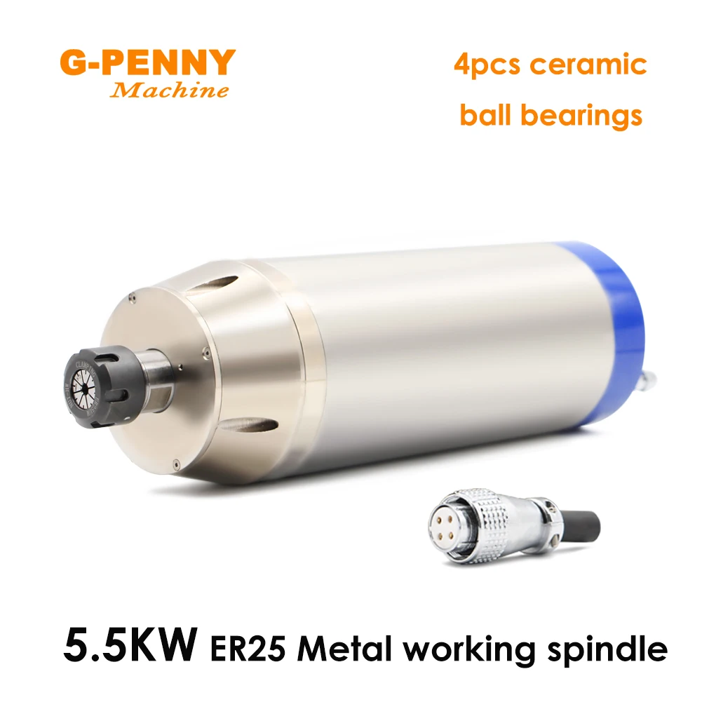 G-Penny 5.5KW ER25 Metal working water cooled spindle motor 220v/380v Ceramic bearings 400HZ/800Hz 12000/24000RPM