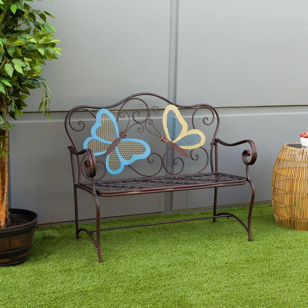 Alpine Corporation 45" X 23" Outdoor 2-Person Butterfly Garden Bench