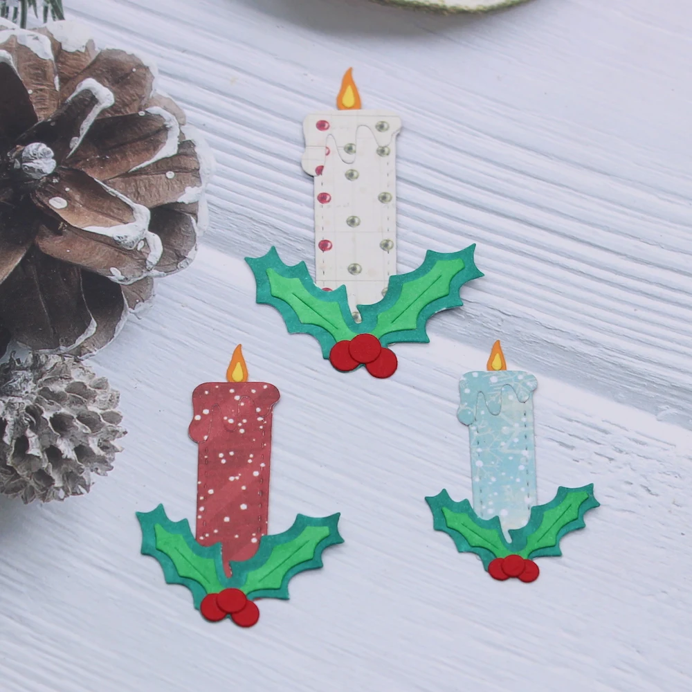 KSCRAFT Christmas Candles Metal Cutting Dies Stencils for DIY Scrapbooking Decorative Embossing DIY Paper Cards