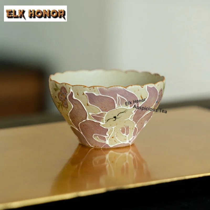 

90 мл ручная роспись девятихвостая чайная чашка Fairy Fox, древняя чайная чаша, кружка, чайная дегустация, ароматическая чашка, чашки Chazhan Master, посуда, подарок