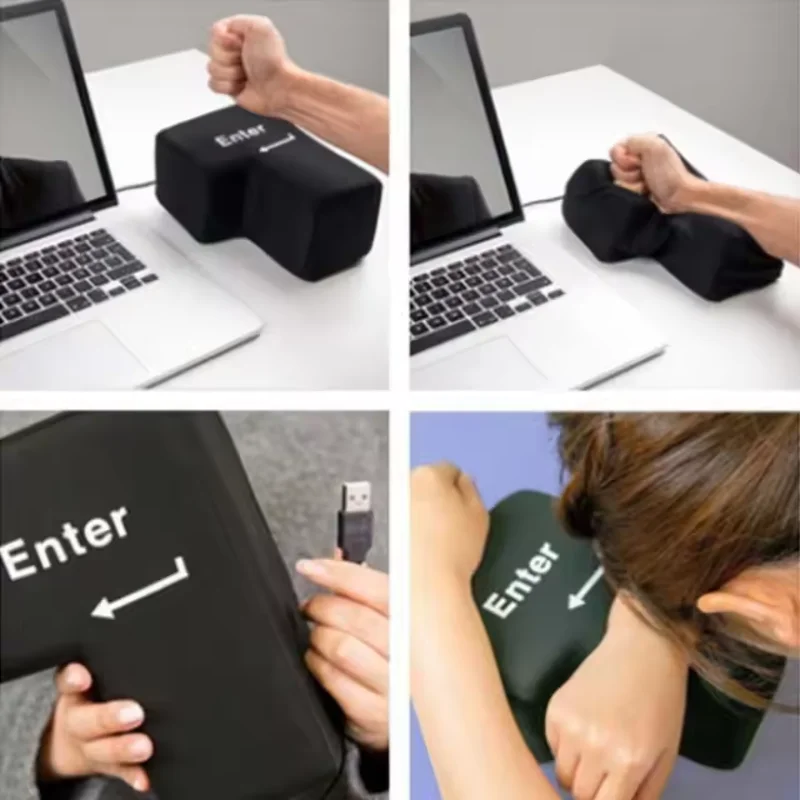 Creative Anti-Stress Huge Enter Key Big Giant USB Computer Keyboard Vent Button Pillow Office Desktop Stress Reliever