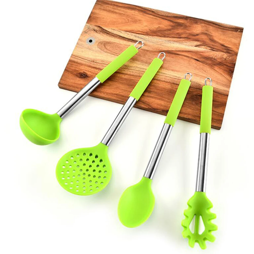 

7 pcs Silicone Kitchen Utensils Set Stainless Steel Handle Nonstick Cooking Tools Easy Clean Anti Rust Cookware
