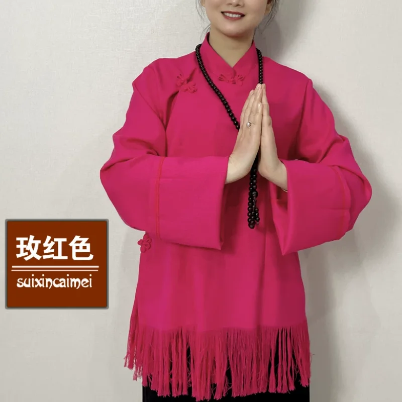 

Chinese Xizang Women's Large Sleeve Tibetan Imitation Calm Shirt