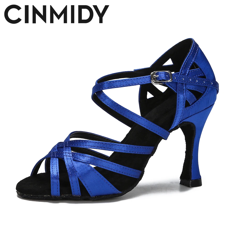 

CINMIDY Silk Satin Dance Shoes Ballroom High Heel Dance Shoes For Girls Women Latin Dance Shoes Indoor Soft Sole Party Shoes