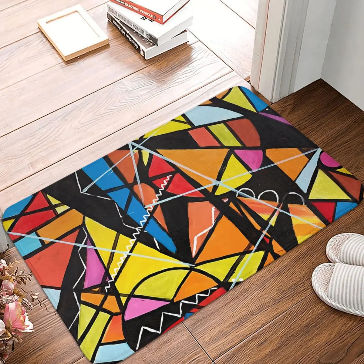 

Bathroom Non-Slip Carpet Geometric Colorful Art Bedroom Mat Welcome Doormat Home Decoration Rug