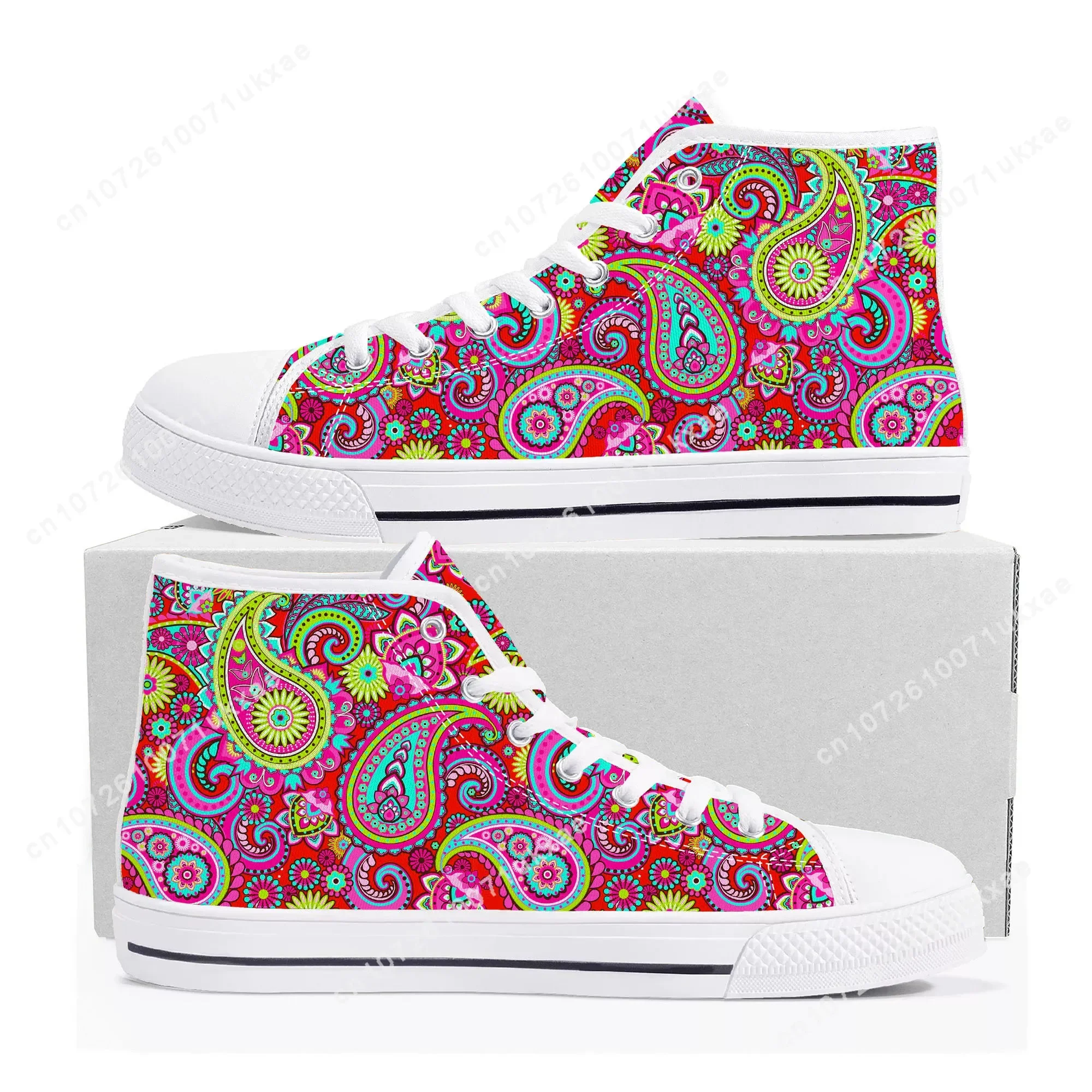 Bohemia Mandala Flower Print High Top Sneakers Mens Womens Teenager High Quality Canvas Sneaker couple Shoe Casual Custom Shoes