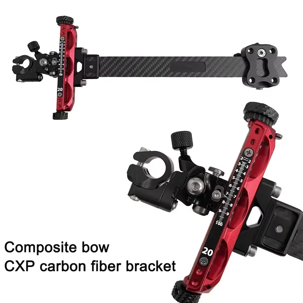 Professional Archery Recurve Bow Sight Carbon Fiber Extension CNC Aluminum Micro-Click Adjustable Competition Target Shooting view 3