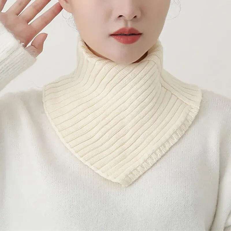 Detachable Striped Knitted Turtleneck Collar For Women False Collar Fashion Plain Winter Warm Cover Head Neck Guard Collar