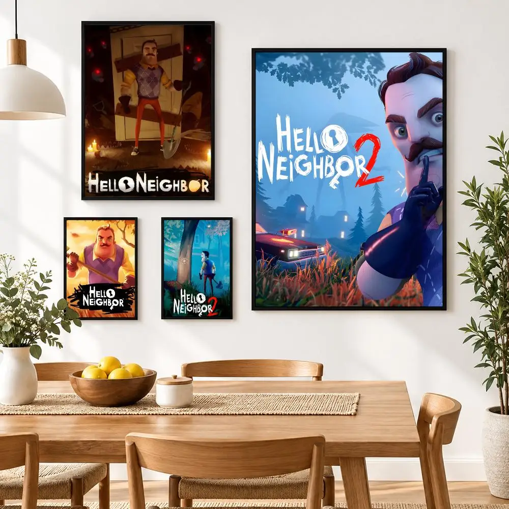 Game H-Hello N-Neighbor 2 Poster Waterproof HD Modern Peel And Stick Wall Decor Living Room Dorm Garage
