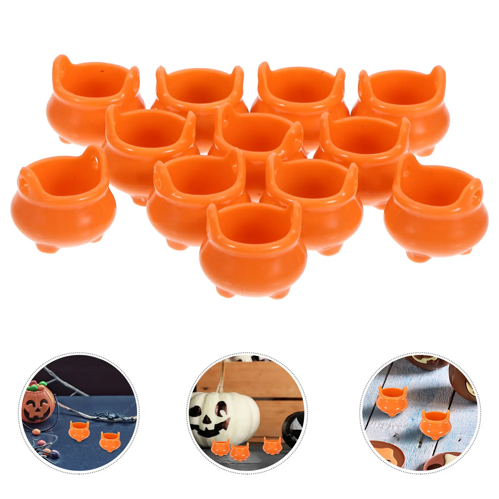 

12Pcs Witch Cauldron Halloween Candy Buckets Mini Plastic Candy Holders Reusable Party Favor Containers Trick Or Treat