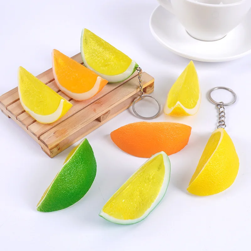 

Fake Fruit Lemon Orange Piece Artificial Fruit Lemon Keychain PVC Food Lemon Toys Simulation Home Decor Model Decorations