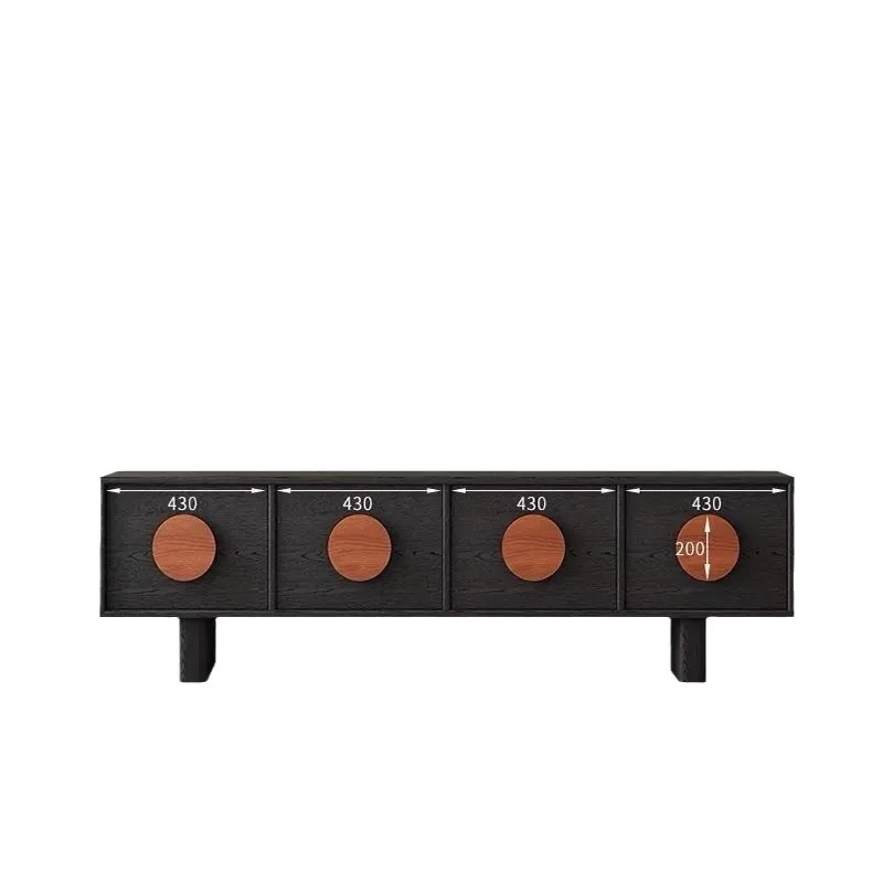 

Medieval solid wood TV cabinet, chest cabinet, storage French retro simple black floor cabinet