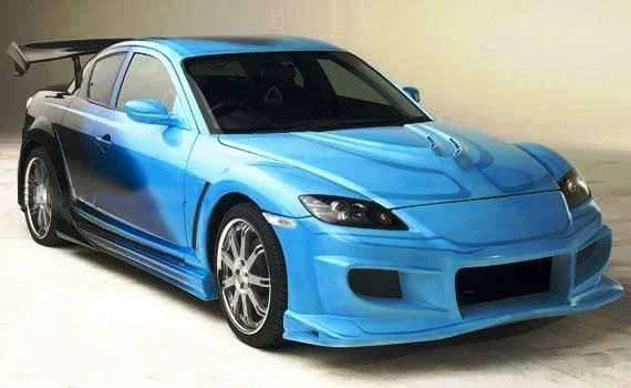 قطع غيار السيارات المصنوعة من الألياف الزجاجية لمازدا RX8 VS-Style طقم الجسم بالكامل المصد الأمامي والخلفي وتنورة جانبية