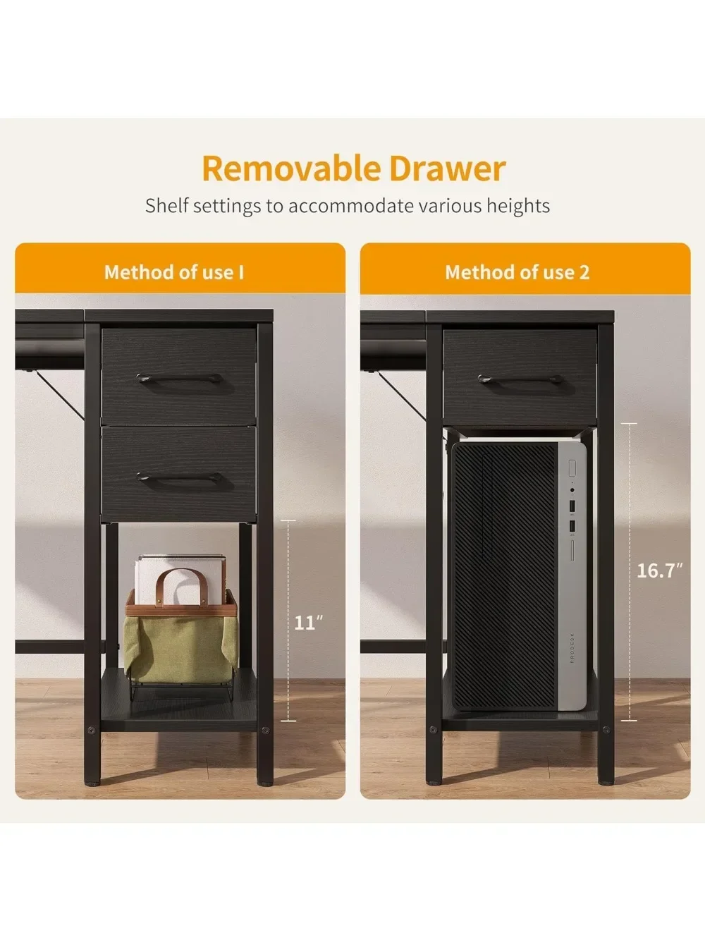 Computerbureau met lades, klein thuiskantoor, studie-schrijftafel