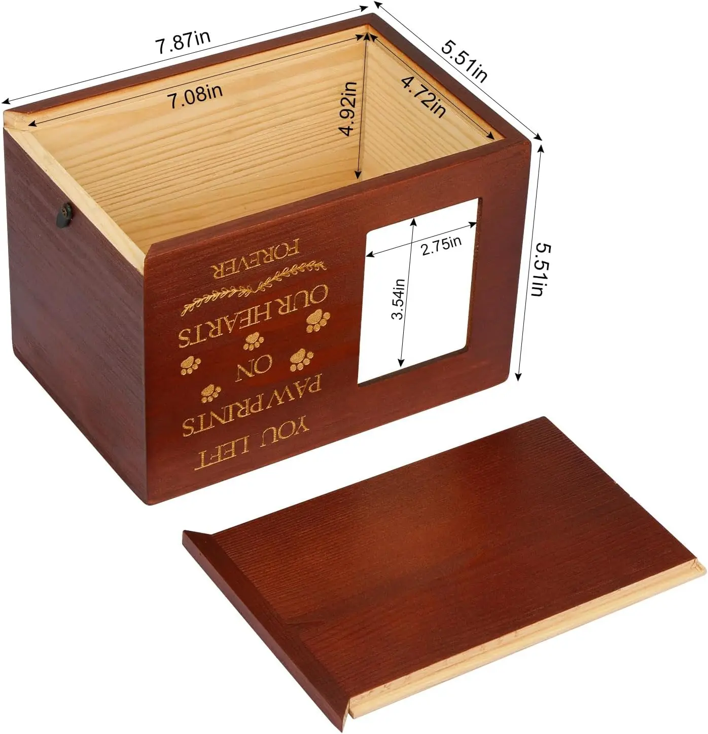 Large Luxury Pet Memorial Urn Black Wooden Photo Frame Memory Box Brown Flannel Lining for Ashes Dogs Cats Caskets Bamboo