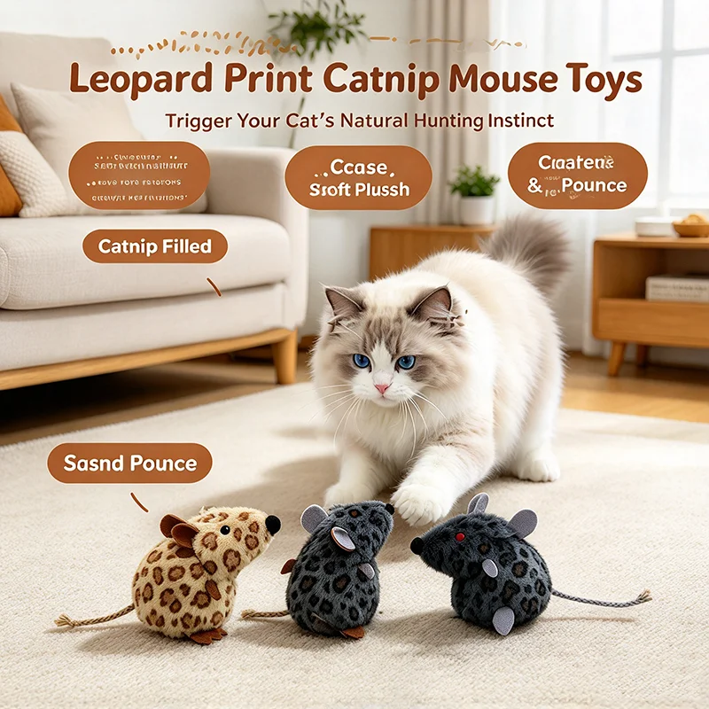 Cat Toy Plush Simulation Mouse Catnip Teaser Toy Self Play Chasing Toy Bite Resistant Interactive Pet Supplies for Kitten Indoor
