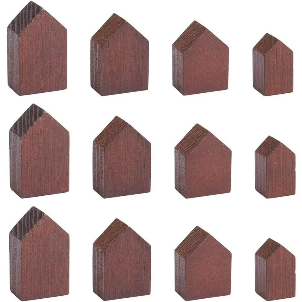 12pcs 4 גדלים קוקוס בית עץ חום בצורת בלוקים חץ צורת מגש עץ ריק