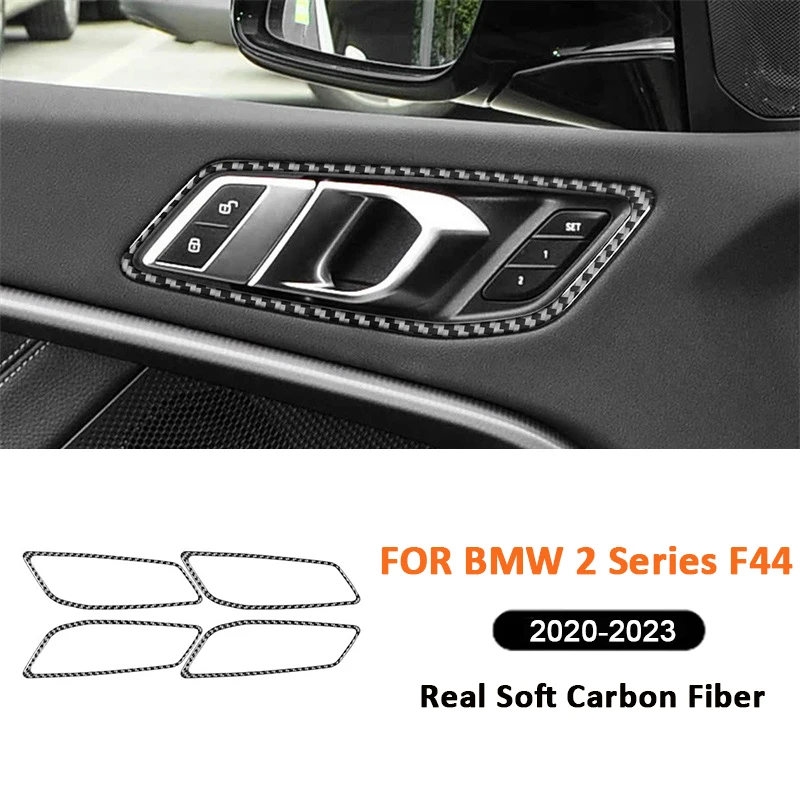 

For BMW 2 Series F44 2020-2023 Carbon Fiber Car Door Pull Handle Panel Frame Decorative Sticker Auto Interior Accessories