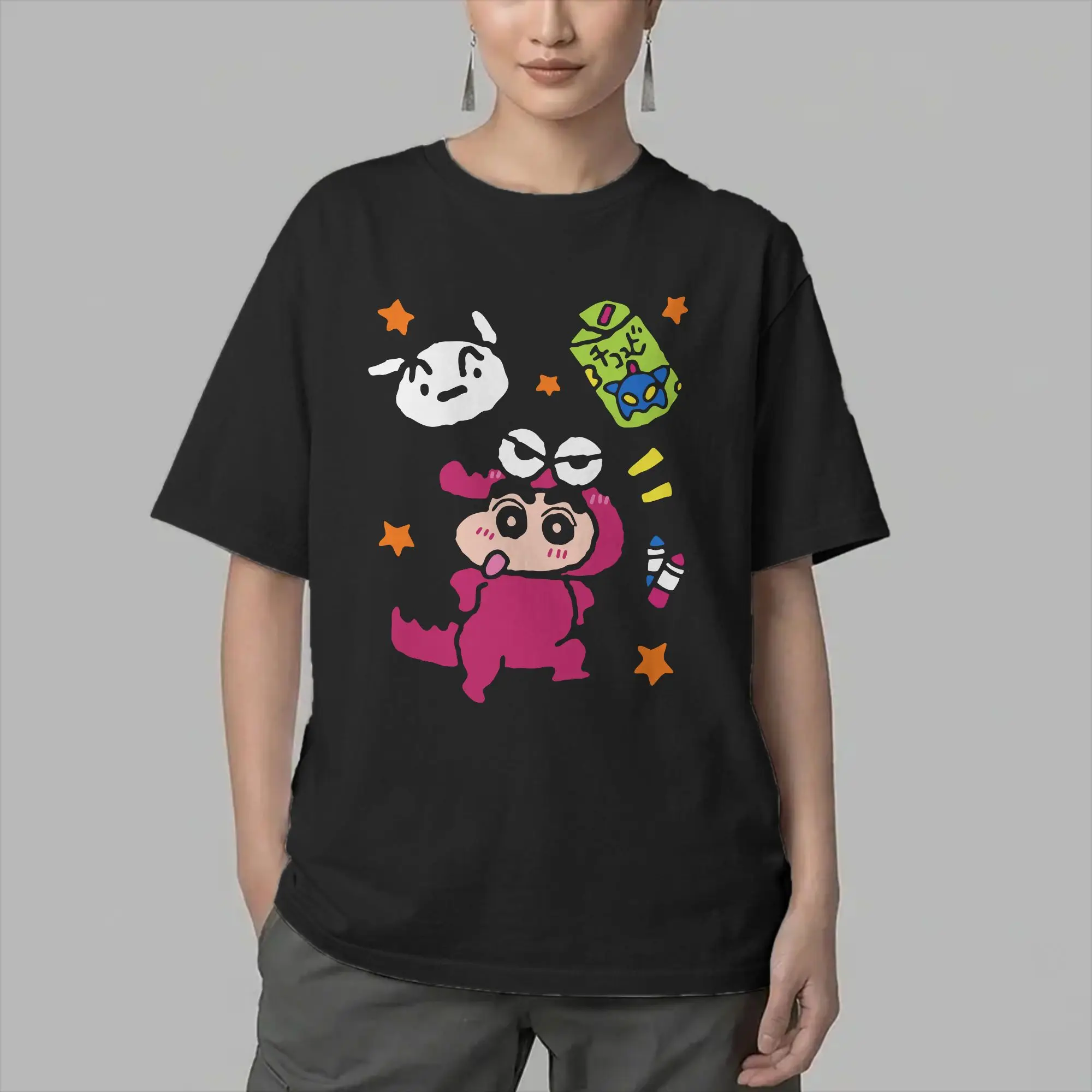 Novelty Crayons Shin-Chans Anime T-Shirt for Men Crew Neck 100% Cotton T Shirt  Short Sleeve Tee Shirt Plus Size Clothes