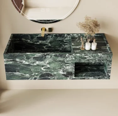 Waterproof Polished Bathroom Cabinet Hand Washing Kitchen Outdoor Luxury Modern Stone Marble Rock Slab Narrow Edge Deep Sink