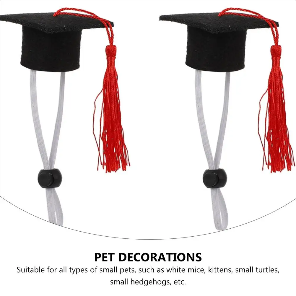 4 Pcs Graduation Hat Pet Mini Caps Cute Accessories Bow Tie Dog Decorations Supplies Small