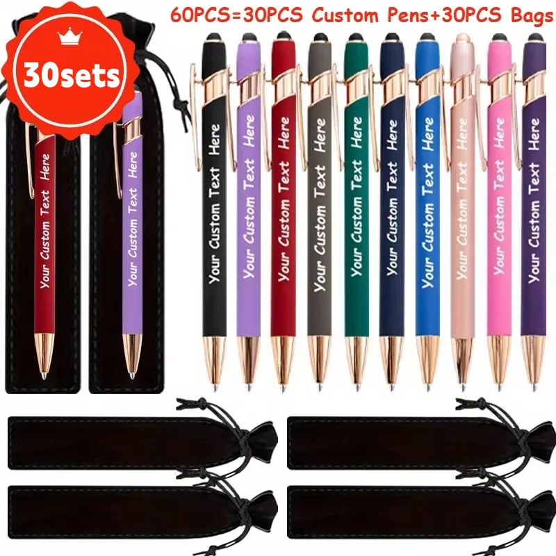 30セットのカスタマイズ可能なボールペン、ラバーソフトタッチ、パーソナライズされた広告販促ギフト、ホテル会議用品