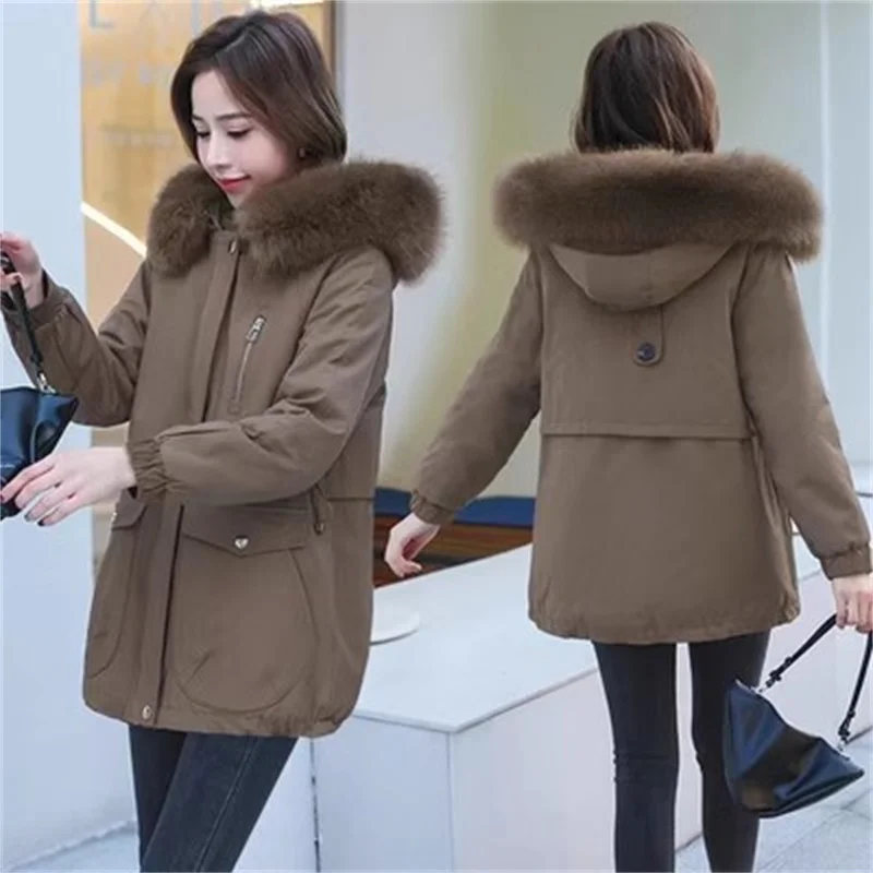 Add Plush Thick Cotton Jacket Outwear Women 2023 Winter Wear New Westernized Mid Length Style Overcomes The Trend Cotton Coat