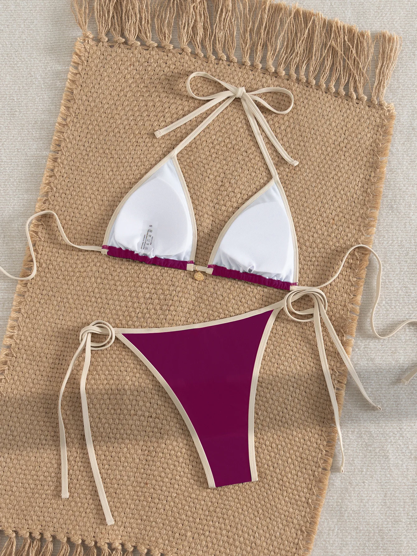 2026 Neuer Europäischer und Amerikanischer Stil Bikini Sexy Farbblock-Design Dreieckiger Zweiteiliger Damen-Badeanzug Set – Detail 11
