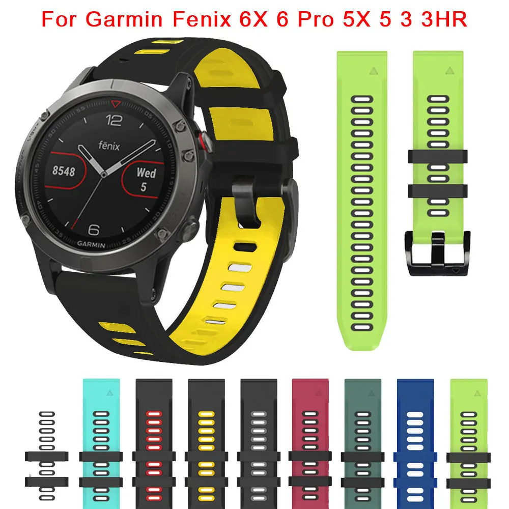 26 22MM Silicone WatchBand Straps For Garmin Fenix 6 6X Quick Release Smartwatch Easyfit Wrist Band Strap Fenix 5X 5 3HR 935