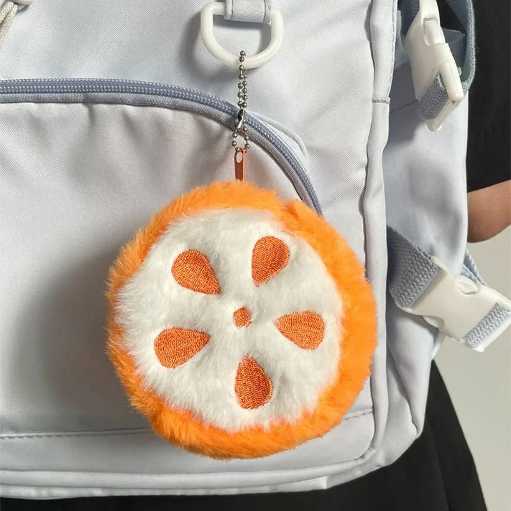 Monedero de felpa con forma de fruta suave con cremallera, bolso bonito de dibujos animados, llavero colgante, piña, sandía, monedero para niños y mujeres