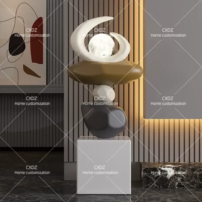 Creative Overlapping Stone Sculpture Floor to Ceiling Art Staircase Decoration for Hotel Lobby Sales Office Ornament