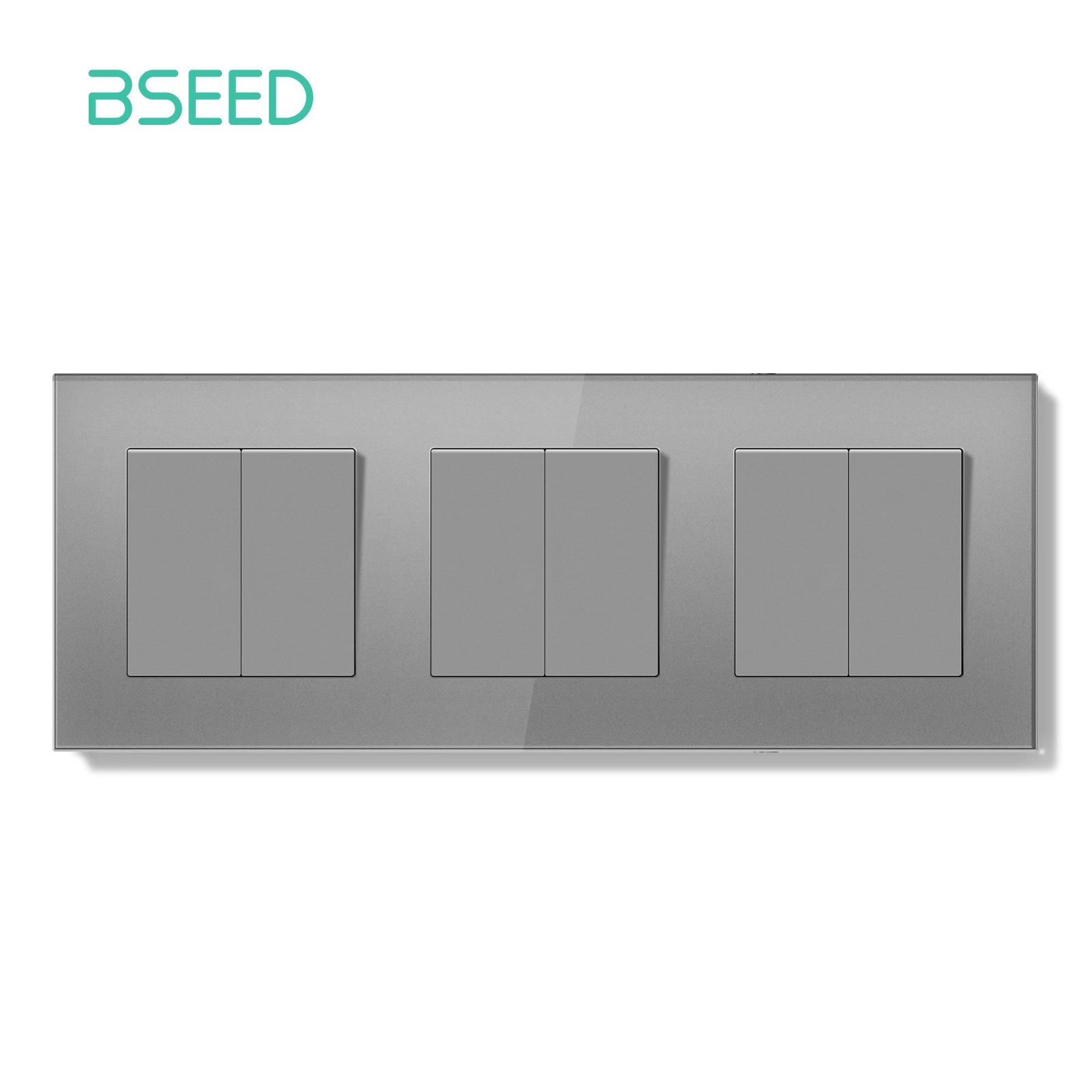 BSEED E-serie mechanische knopschakelaar 1/2Gang 1-weg dubbele lichtschakelaar Drievoudige tuimelschakelaar Glazen paneelschakelaar Aan Uit 250V
