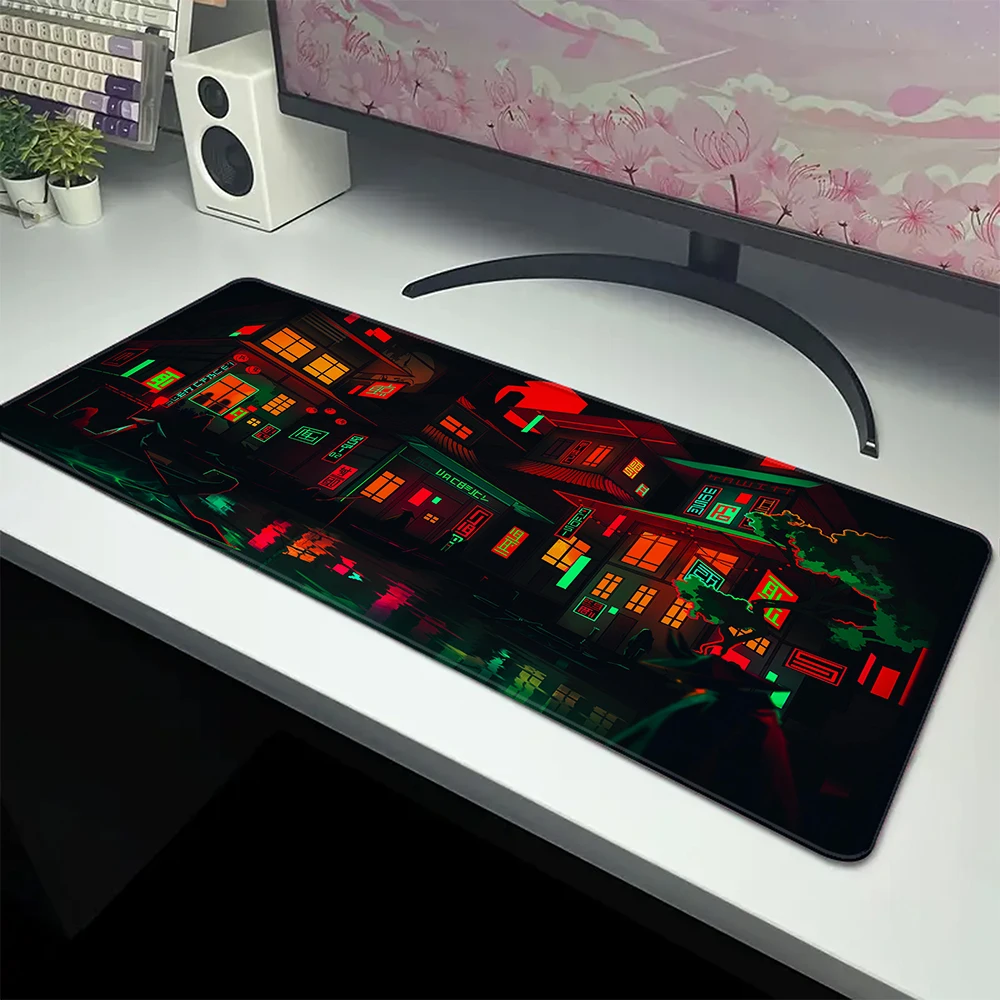 Neon City Mouse Pad XXL Locking Edge Mouse Mat Large Gaming Mousepad Office Rubber Desk Mat Table Carpet Keyboard Pads 900x400mm