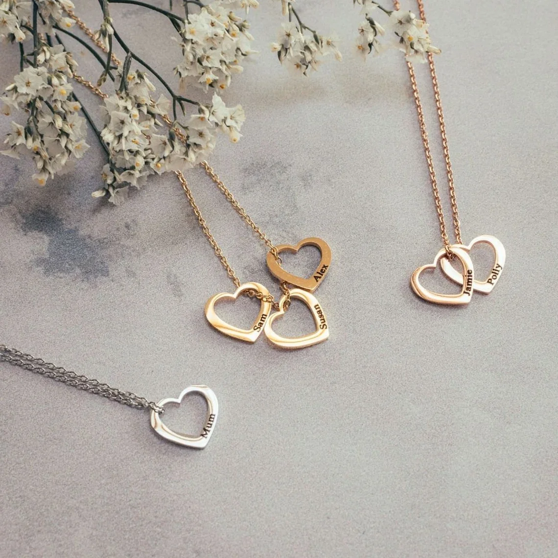 

Custom Engraved Heart Name Necklace Family Pendant Necklace Stainless Steel Jewelry for Women Personalized 1-6 Name Gold Choker