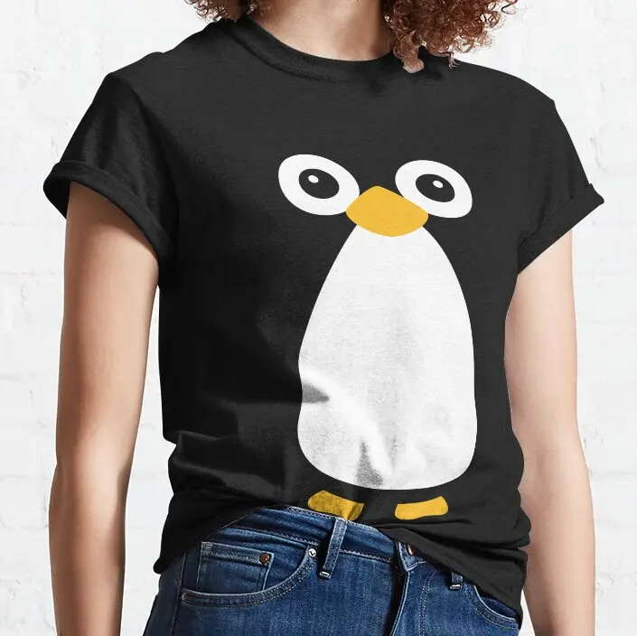 Cute Vector Penguin T-Shirt summer blouses woman 2023 t shirts for women loose fit funny t shirt